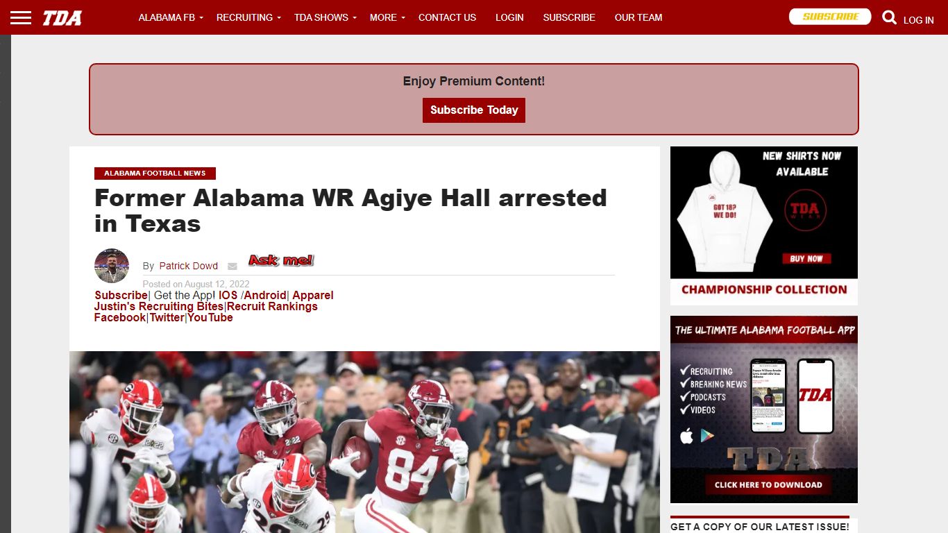 Former Alabama WR Agiye Hall arrested in Texas